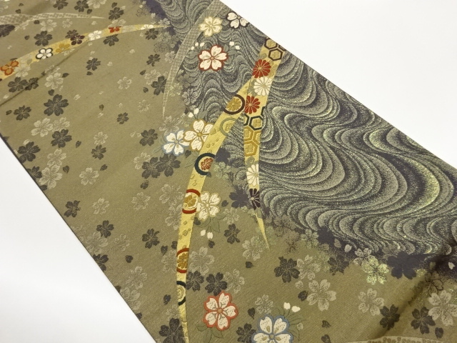 JAPANESE FUKURO OBI / WOVEN WAVY STRIPE